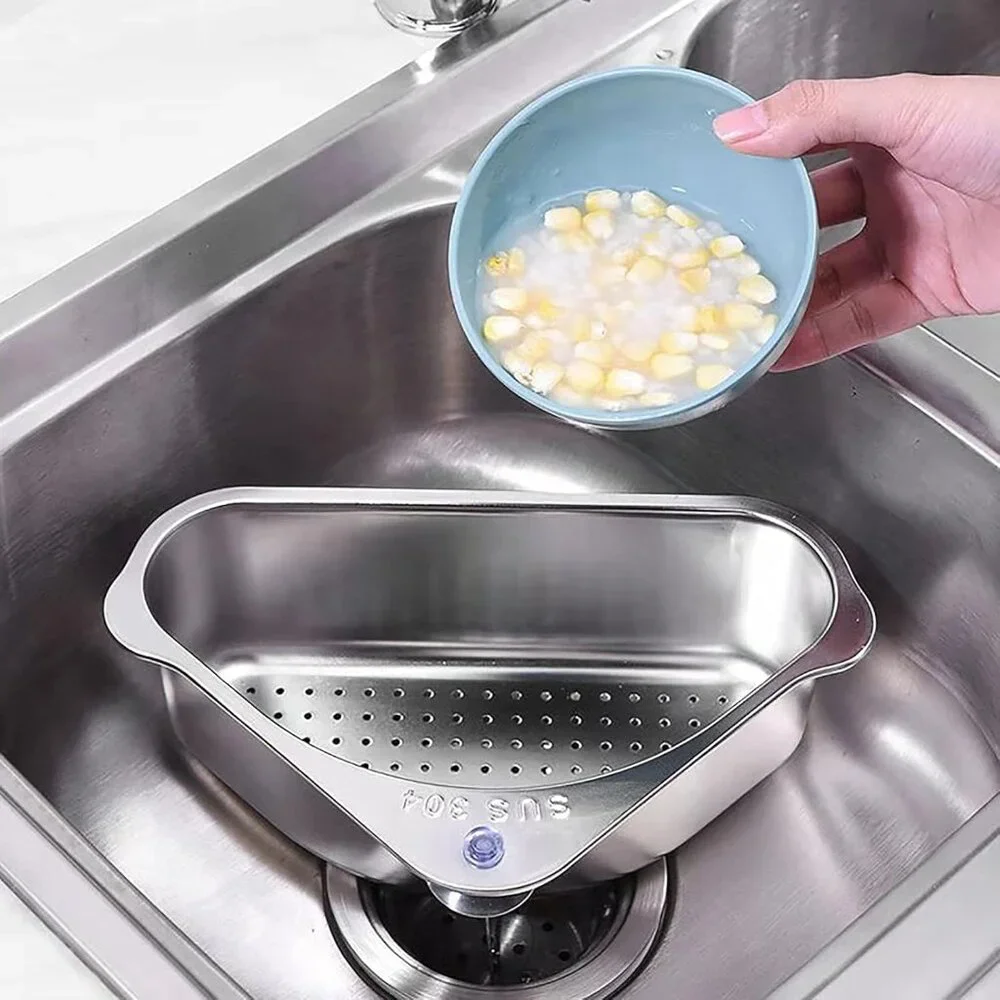 Stainless Steel Sink Strainer Basket Triangle Sink,Triangle Sink Drainer Basket - Picture 2 of 6